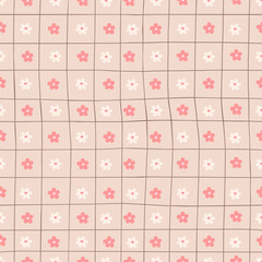 Cute seamless pattern with small flowers. Vector Pastel background. Valentines day and love
