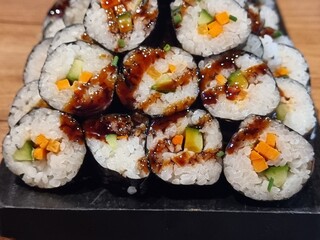 shushi and japanese chinese food in restaurant