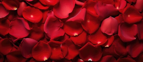 Vibrant red rose petals creating a romantic and elegant background texture for various design projects and decorations.
