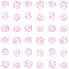 cartoon of cupcake doodle pattern