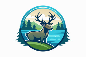 Deer vector landscape