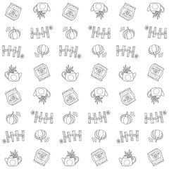 doodle gardening icon pattern
