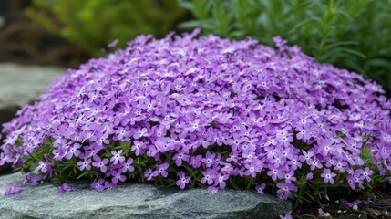 Obraz premium close-up shot of creeping phlox with green environment