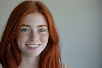 Naklejka premium Close-up shot of a person with bright red hair
