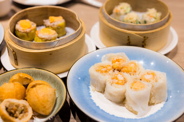 Hong Kong Dim Sum Shrimp Siu Mai and Rice Rolls