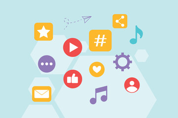 Social media concept. Colored flat vector illustration isolated.
