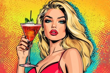 A woman posing with a cocktail glass, perfect for party or evening event