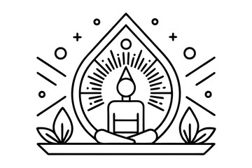 Yoga, meditation, silhouette, vector