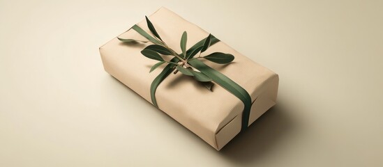 Eco-friendly gift box with natural elements showcasing sustainable design for festive occasions.