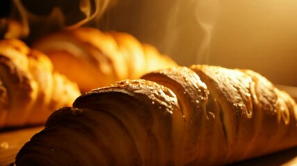 Freshly baked croissants: aromatic pastries from the oven.
