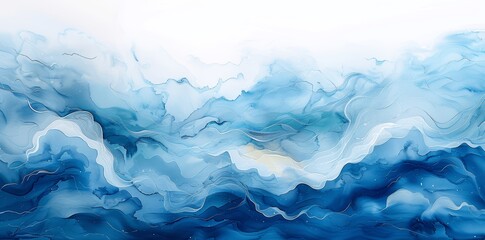 Obraz premium Underwater Blurry Texture Blue Background with Waves and Sky for Pool Swim Party and Beach Travel