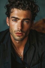 Fototapeta premium Close-up shot of a person wearing a black shirt