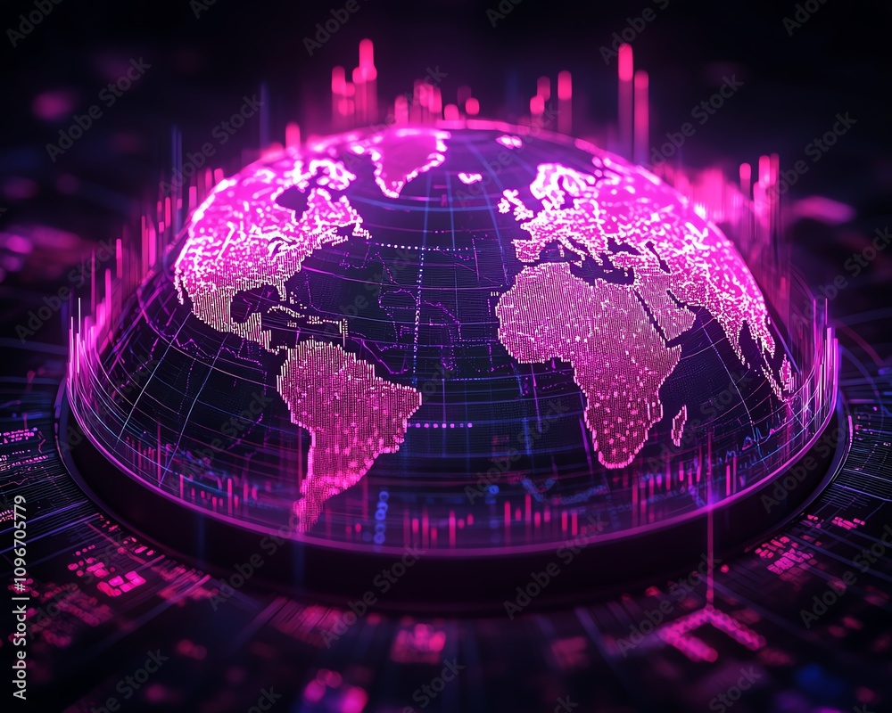 Aufkleber 3d forex trading chart with realtime global market data, digital financial indicators and currency g