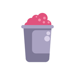 Overflowing trash can with garbage bag inside, waste recycling concept vector illustration in flat style