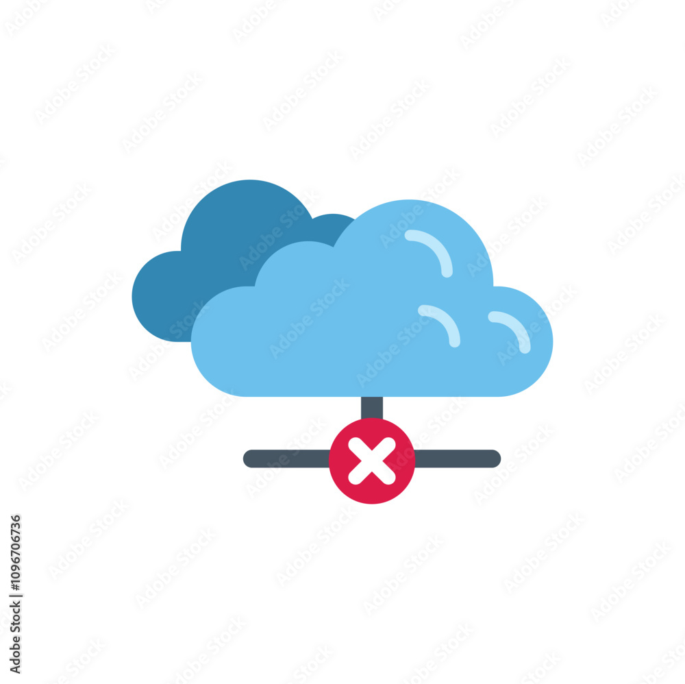 Poster this icon represents a disconnected cloud computing network, symbolizing server downtime or a networ