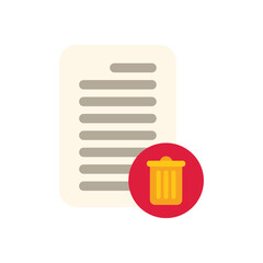 Document is being deleted with a trash can icon on it