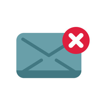 Envelope with a red cross is showing that an email has not been sent successfully