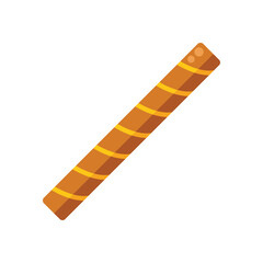 Simple vector illustration of a chocolate wafer roll with yellow stripes, isolated on a white background