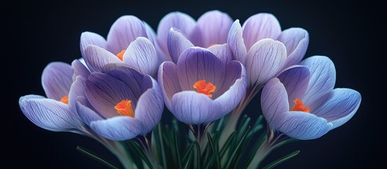 Sympathy card design featuring vibrant crocus flowers set against a dark background for a calming and elegant expression of compassion