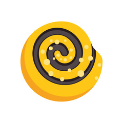 Round pastry with a chocolate swirl on top and white sprinkles, looking delicious