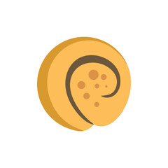 Obraz premium Round bread roll with a crispy crust is lying on a table