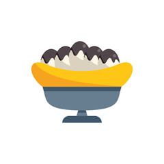 Banana split dessert with chocolate topping served on elegant stand, delicious summer treat