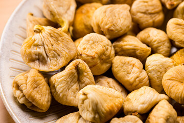Tasty organic dried figs in pile