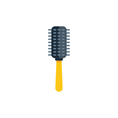Simple vector illustration of a hairbrush with a yellow handle on a white background