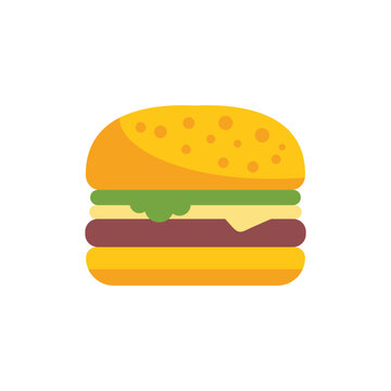 This icon features a delicious looking burger with a patty, cheese, and lettuce, making it perfect for representing fast food