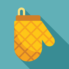 Kitchen oven mitt isolated on a turquoise background, useful for picking up hot cookware