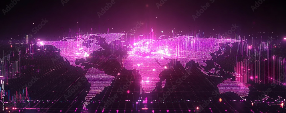 Poster digital forex trading chart on a glowing backdrop, showcasing global market data, currency trends, a