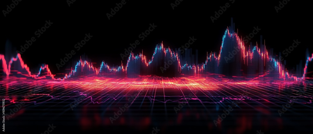 Aufkleber forex trading chart with live global market data, 3d rendered digital background showing currency fl