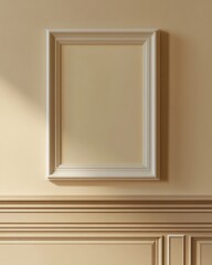 Minimalist Poster Frame on Pastel Beige Wall in Modern Living Space