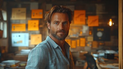 Fototapeta premium Portrait of a Man in his Studio, a Calm and Serene Atmosphere