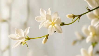 Fototapeta premium Photo of flying jasmine flowers blossom plant petal.