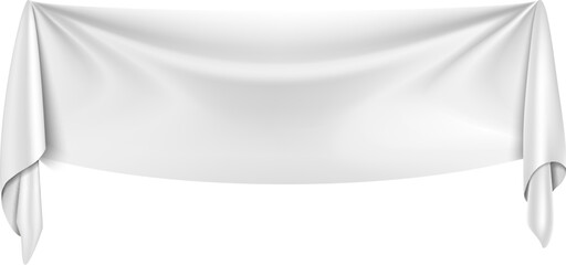 Fabric drapery white blank mockup. Folding textile