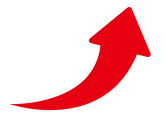 ビジネス資料に役立つ右上に上昇する赤い矢印のイラスト