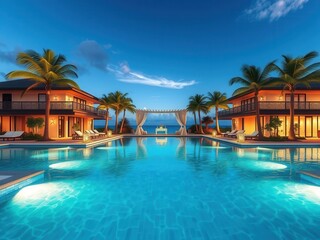 Fototapeta premium Beautiful oceanfront property with stunning ocean views, paradise, real estate