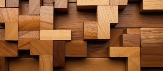 Wooden puzzle blocks arranged creatively showcasing education through play and cognitive skill development in children and adults alike