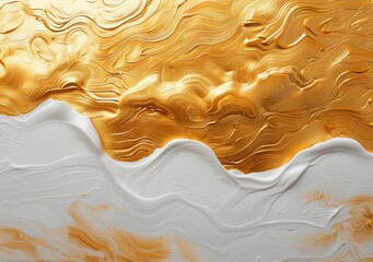 Luxurious Retro Golden and White Abstract Wave Pattern Background Art