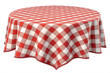 Red Checkered Tablecloth Isolated on transparent Background for Kitchen and Dining Concepts