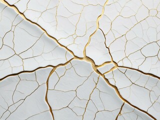 Delicate Beauty in Fractured Porcelain with Gold Accents and Soft Lighting