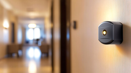 Modern Fire Alarm in Luxury Hotel Hallway