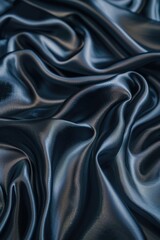 Fototapeta premium A high-quality image of black satin fabric up close, with its smooth and shiny surface