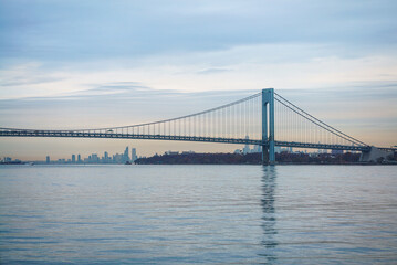 The Verrazano Bridge with NY Skyline behind