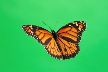 Fototapeta premium A butterfly flying in mid-air, with sunlight reflecting off its wings