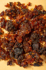 top view herb CuMoYao or Myrrha or Myrrh Stir-frying with Vinegar at vertical