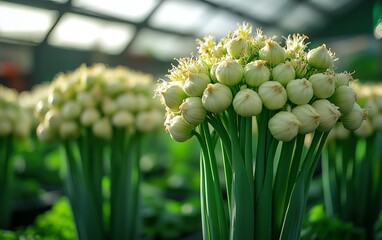 Obraz premium Sustainable agriculture in a largescale industrial greenhouse, showcasing rows of thriving crops and ecofriendly technology for horticulture