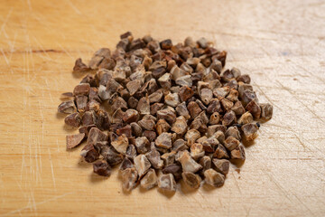 angle view herb CaoGuoRen or Tsaoko Fructus or Tsaoko Amomum Fruit horizontal composition