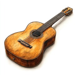 Fototapeta premium Vintage Classical Guitar: A Hand-Drawn Masterpiece